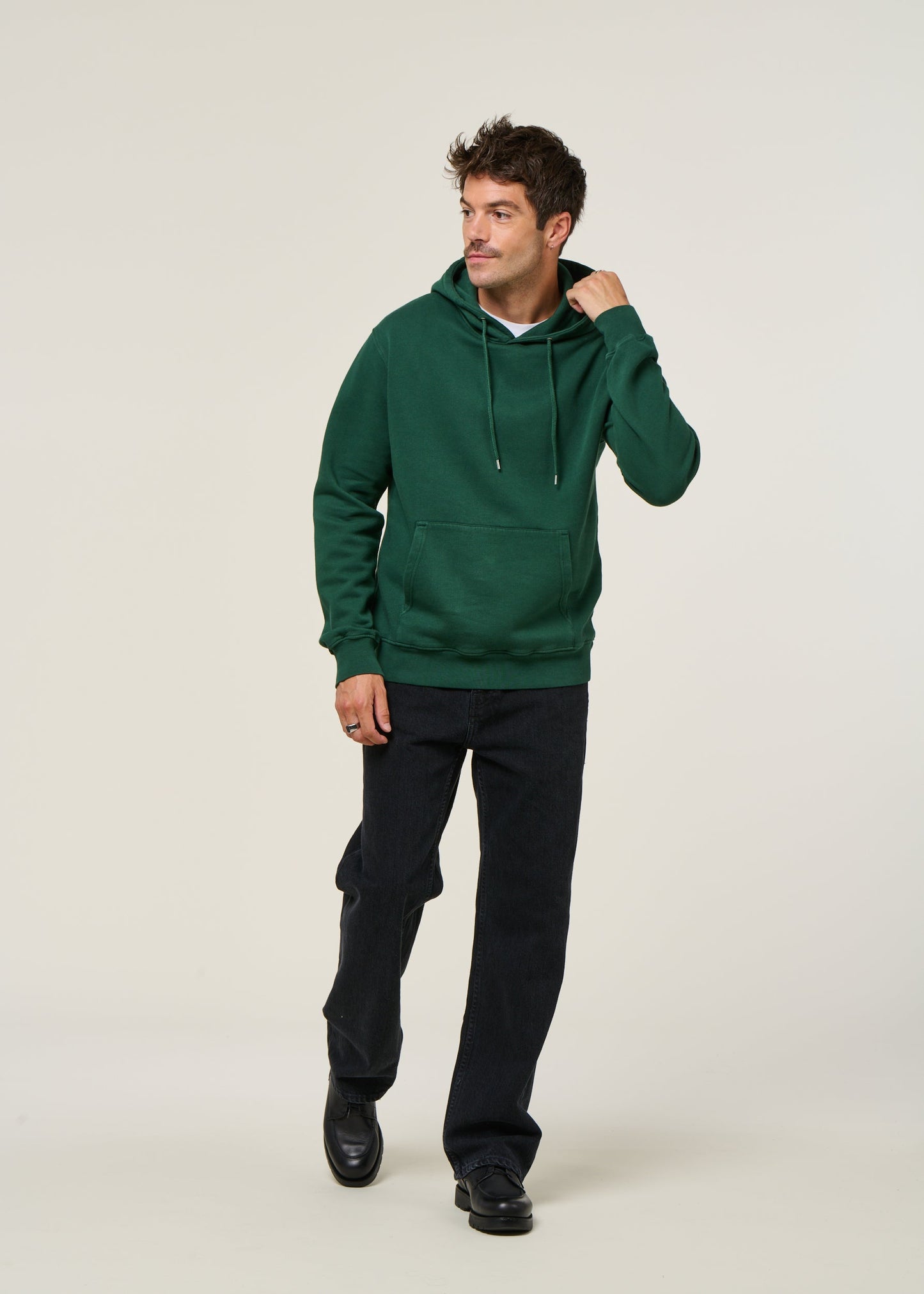 Sweat à capuche en coton bio | vert "Emerald green"