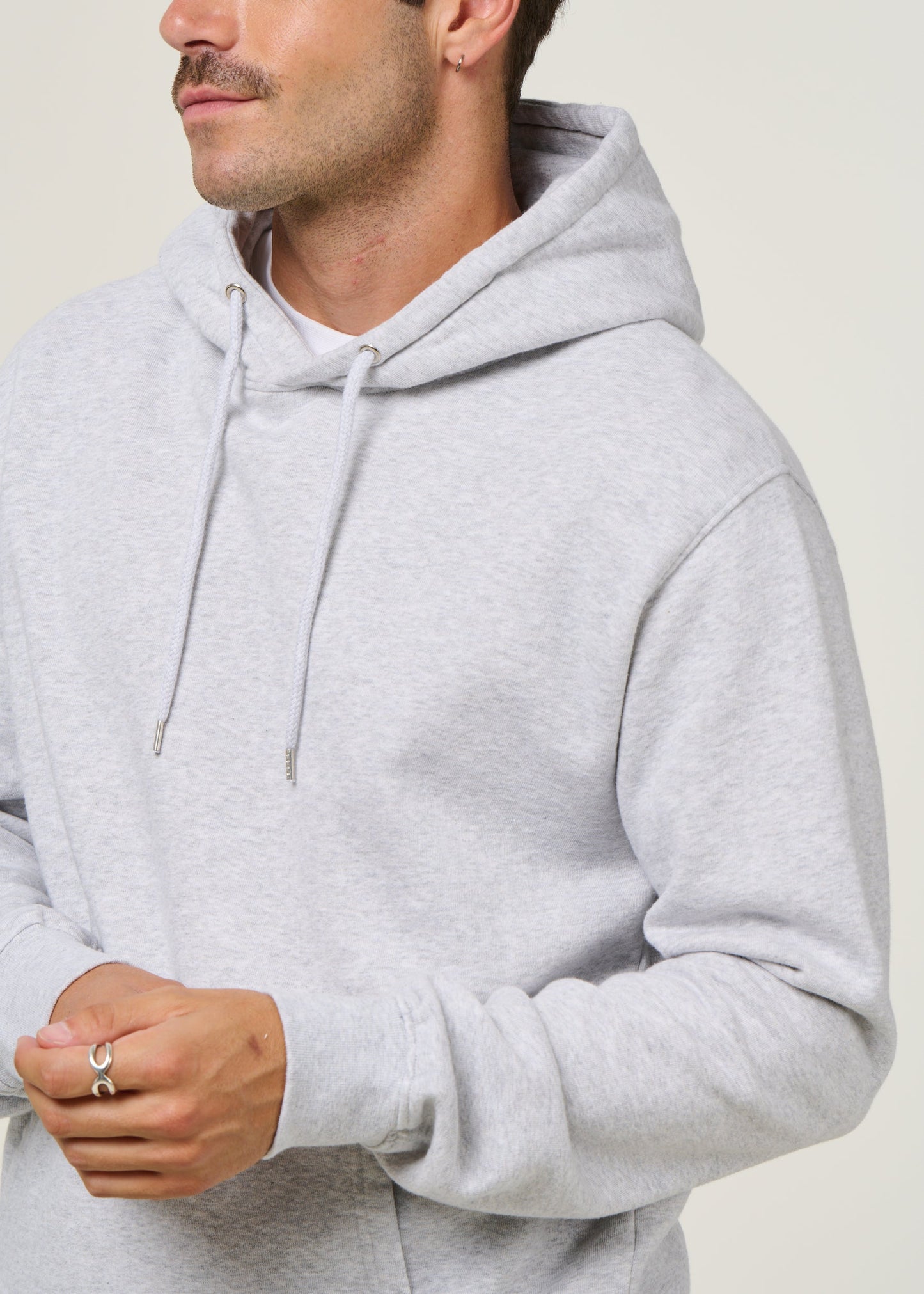 Sweat à capuche gris clair en coton bio - snow melange