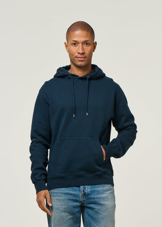 Sweat à capuche en coton bio | marine "Navy blue"