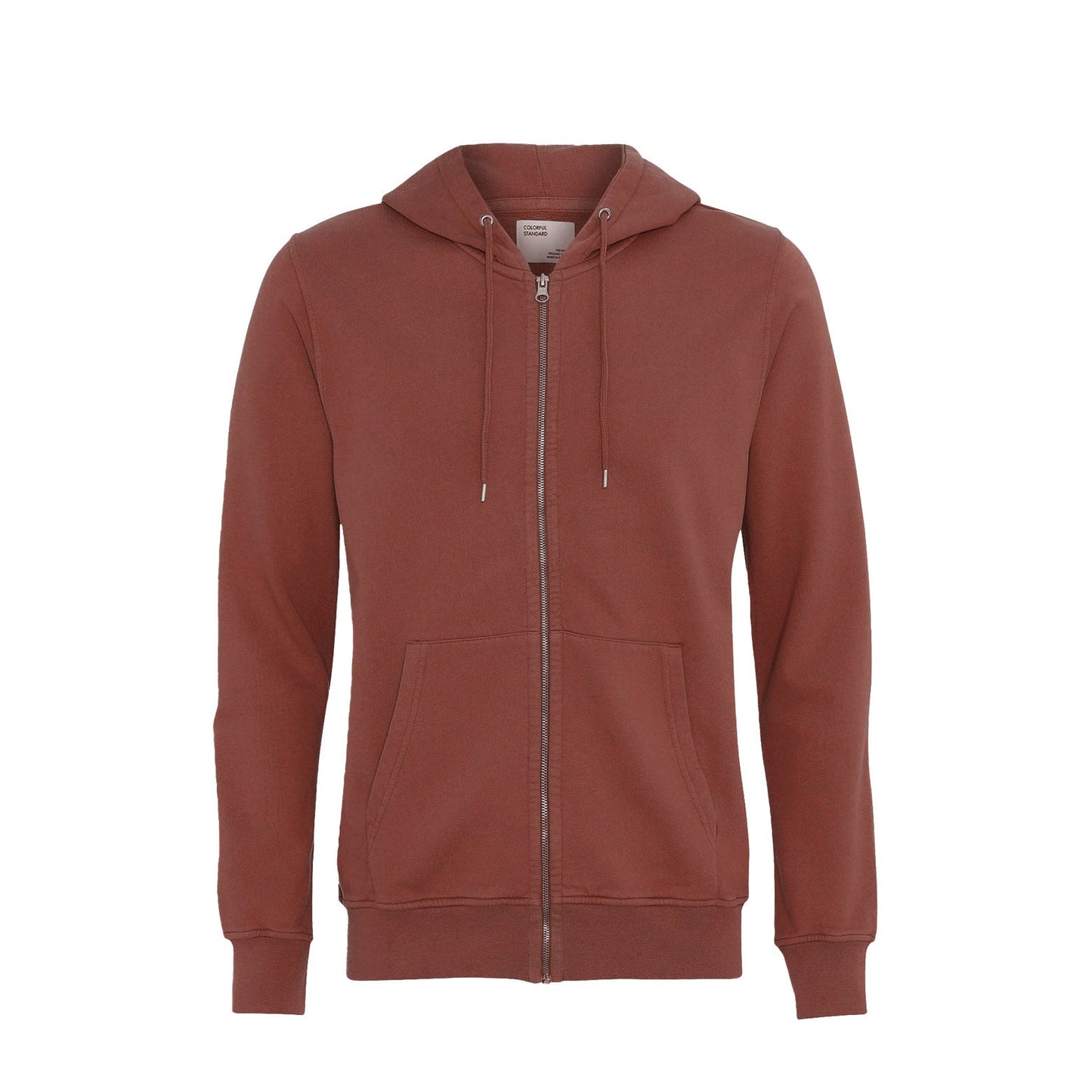 Sweat à capuche zippé marron en coton bio - cinnamon brown