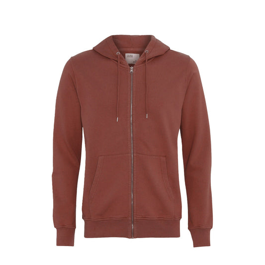 Sweat à capuche zippé marron en coton bio - cinnamon brown