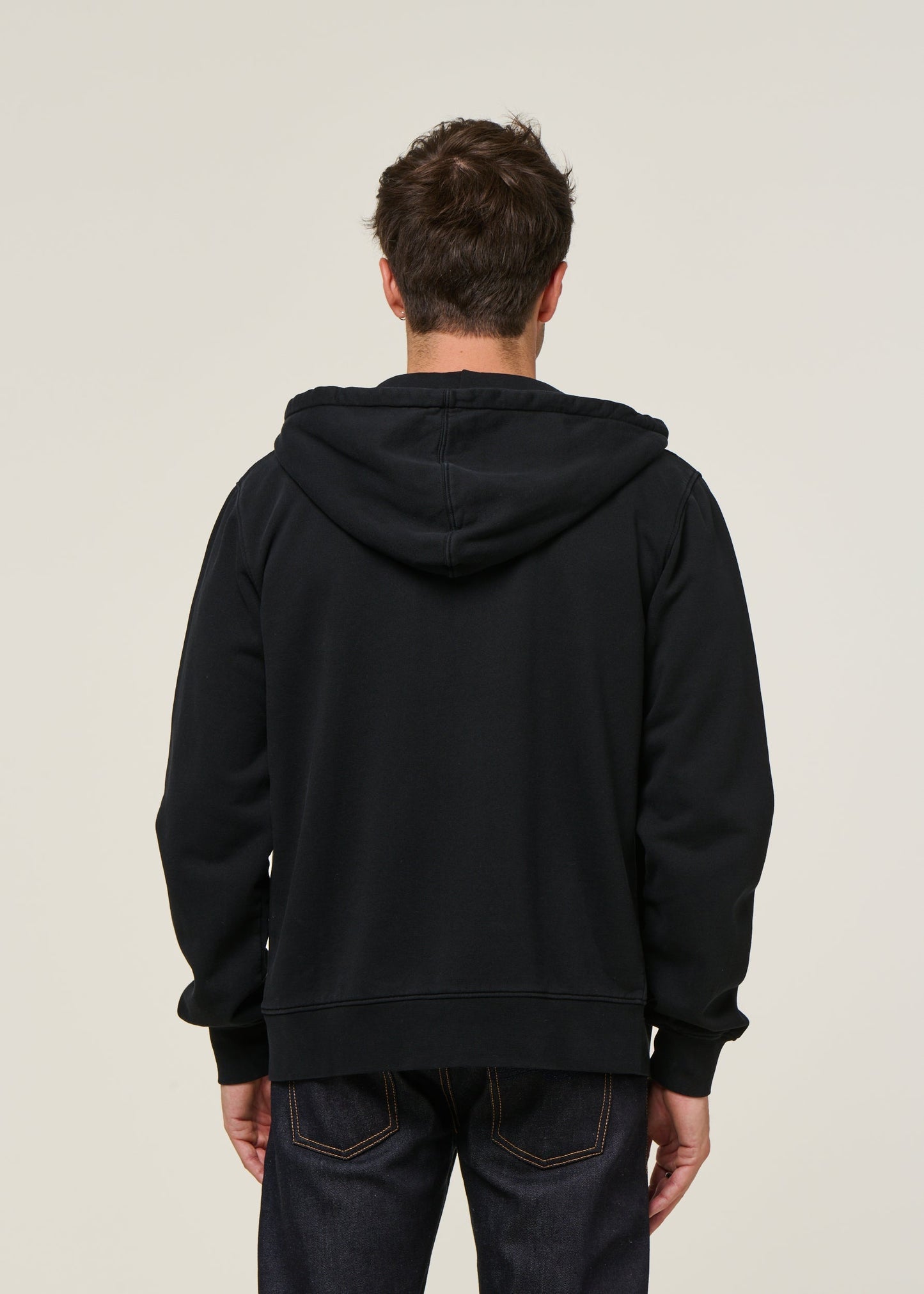 Sweat à capuche zippé en coton bio | noir 'Deep Black'