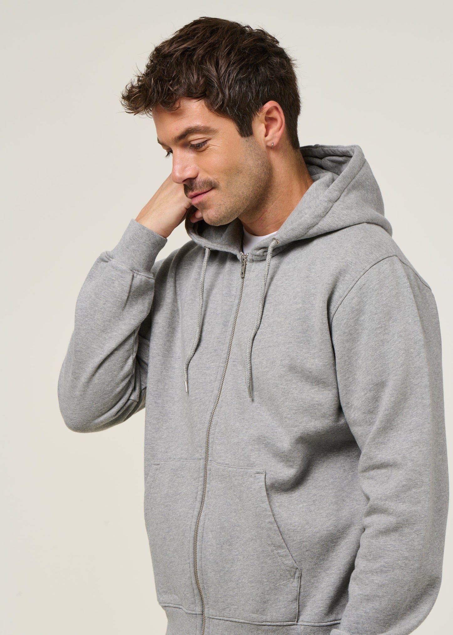 Sweat zippé en coton bio | gris "heather grey"
