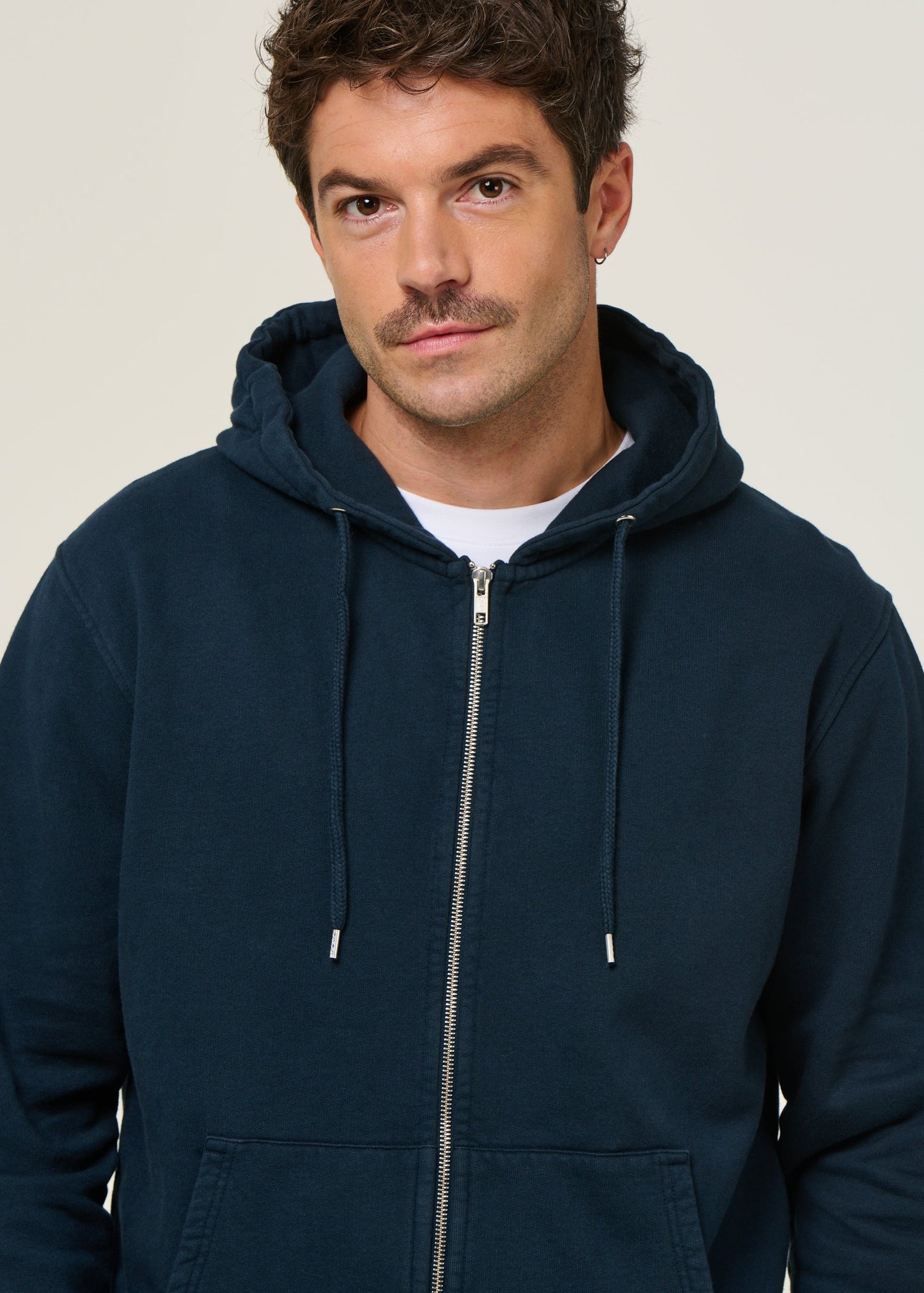 Sweat à capuche zippé en coton bio | marine "Navy Blue"