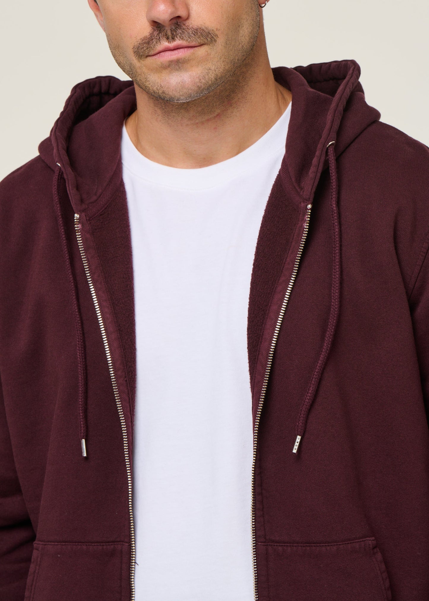 Sweat à capuche zippé en coton bio | bordeaux "Oxblood Red"