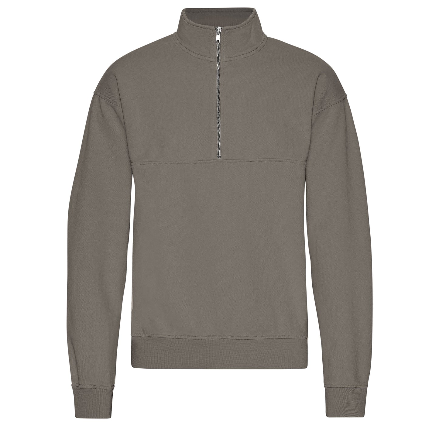 Sweat camionneur en coton bio | taupe "quarter zip - misty brown"
