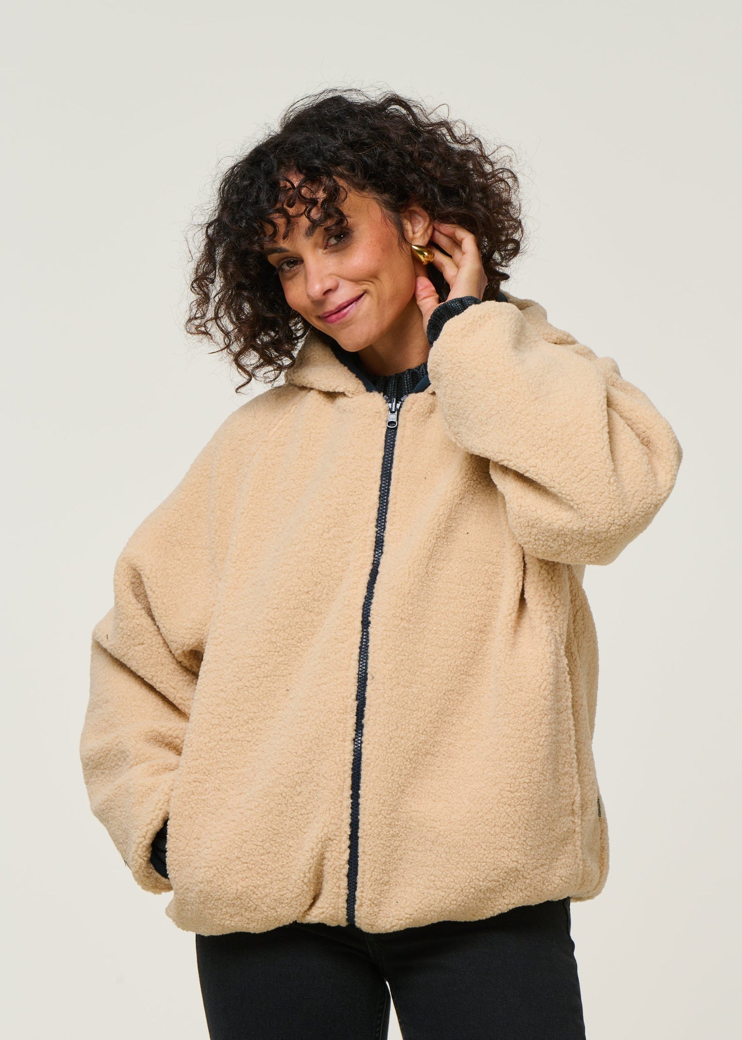 Manteau polaire réversible en matière recyclée | bleu/écru "crozier - blue orion"