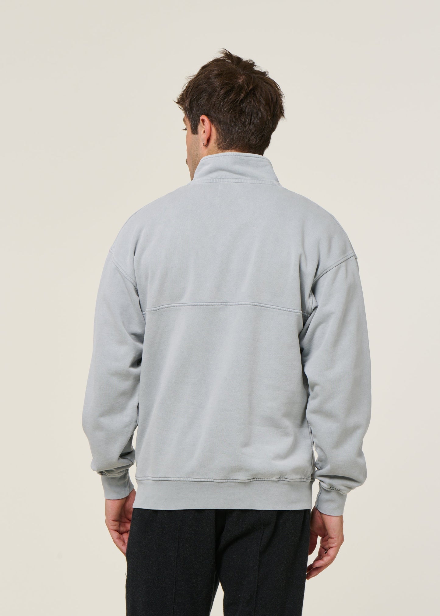 Sweat col zippé en coton biologique | gris "organic quarter zip - faded grey"