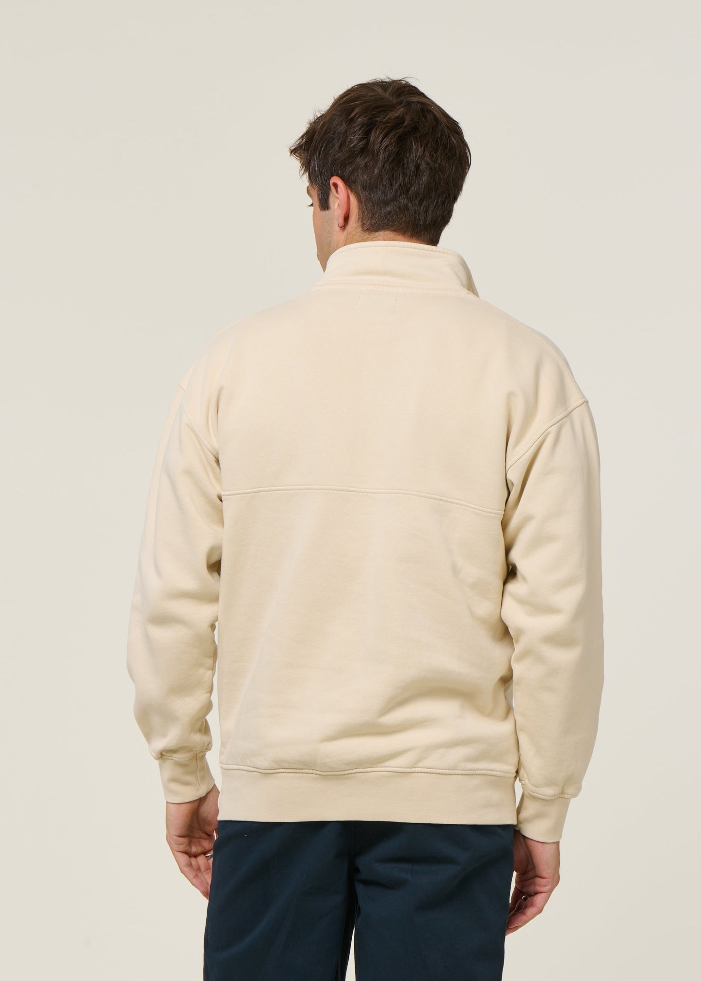 Sweat camionneur col zippé mixte en coton bio | écru "ivory white"