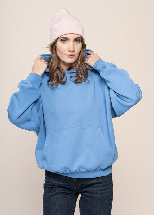 Sweat à capuche oversize en coton bio | bleu "sky blue"