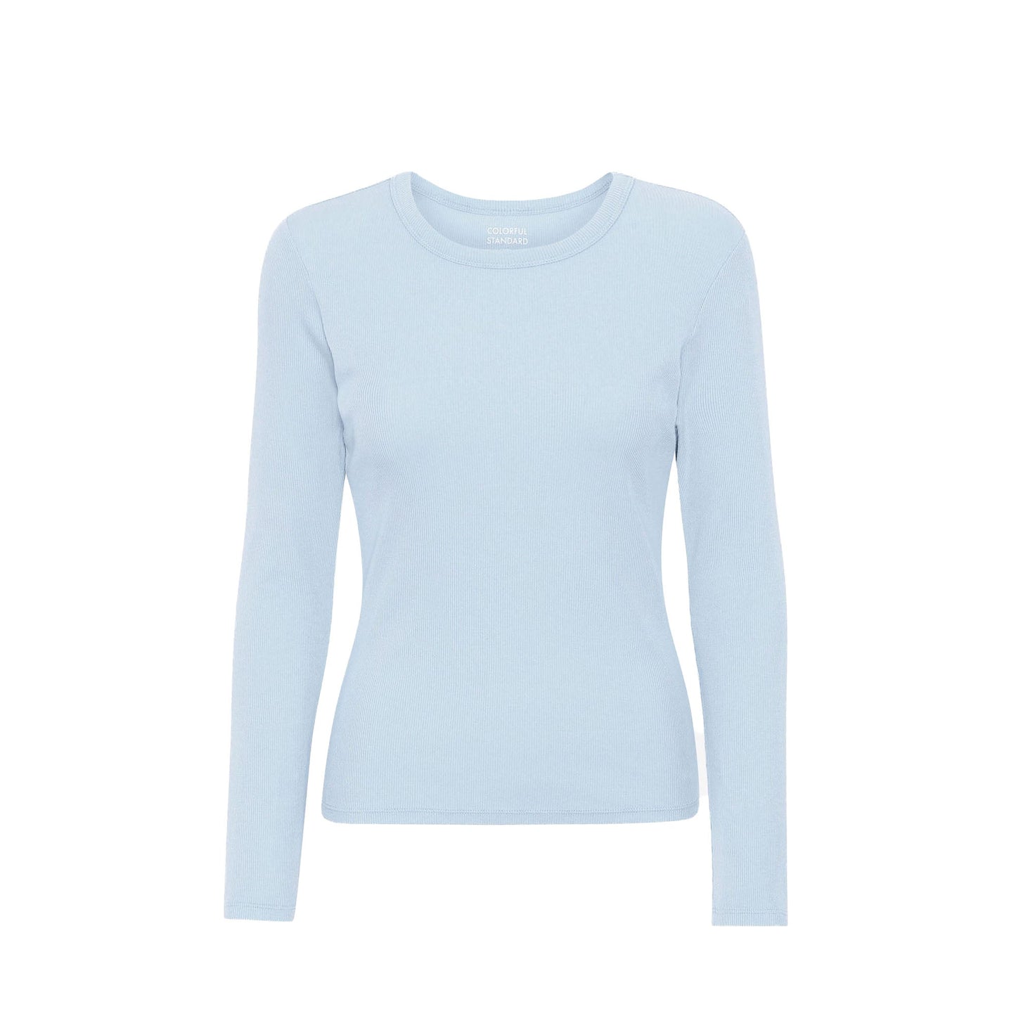 T-shirt manches longues côtelé  en coton bio | bleu "polar blue"