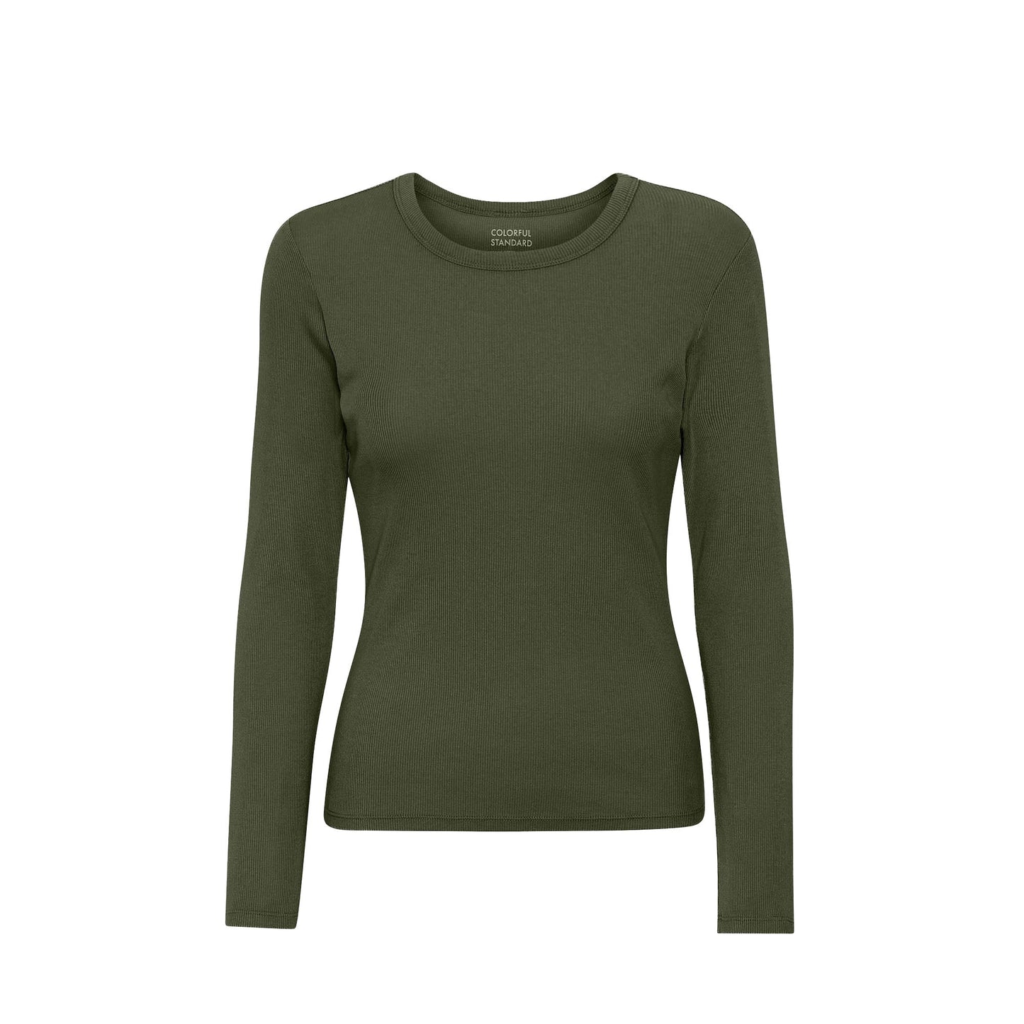 T-shirt manches longues côtelé en coton bio | vert "Seaweed Green"