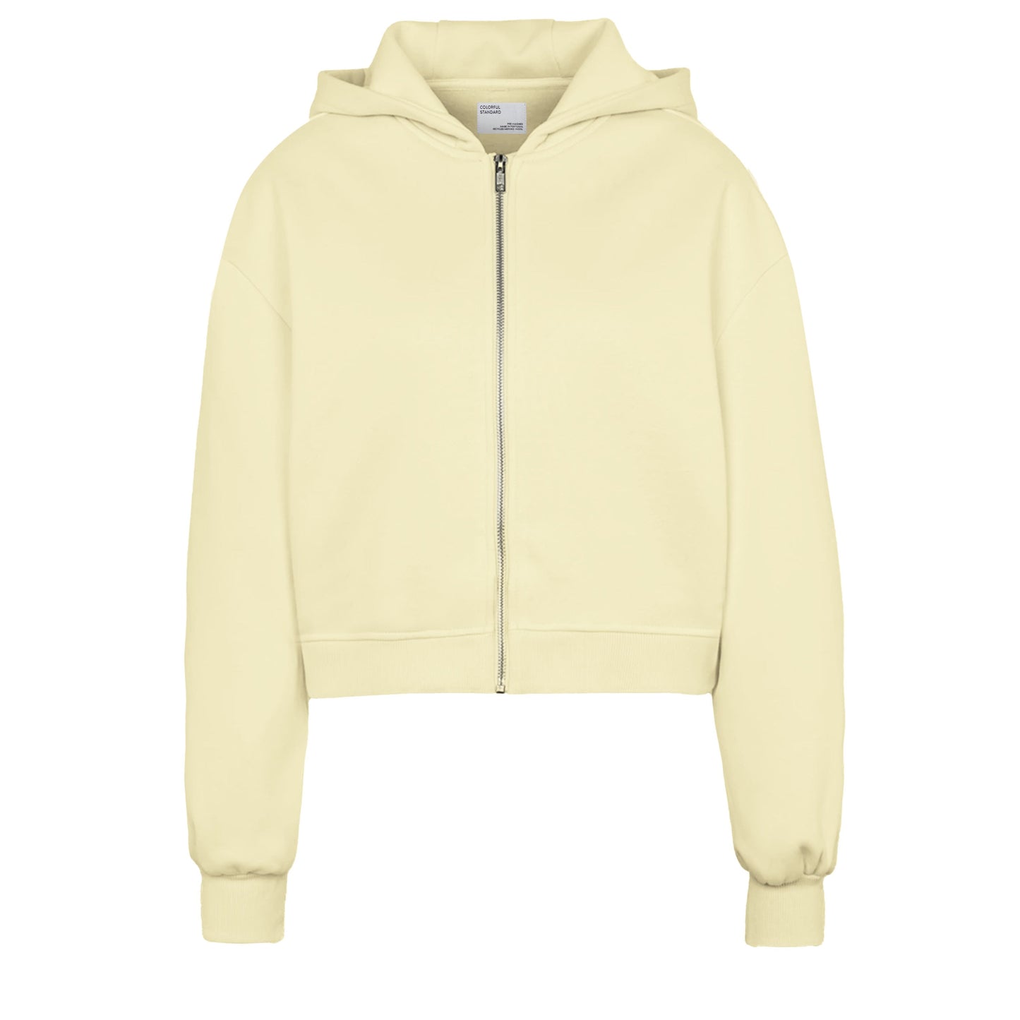 Sweat crop zippé en coton bio | organic crop zip hood - soft yellow