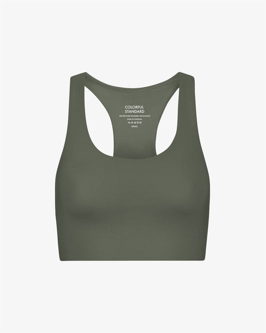 Brassière en matière recyclée | dusty olive "active cropped bra dusty olive"