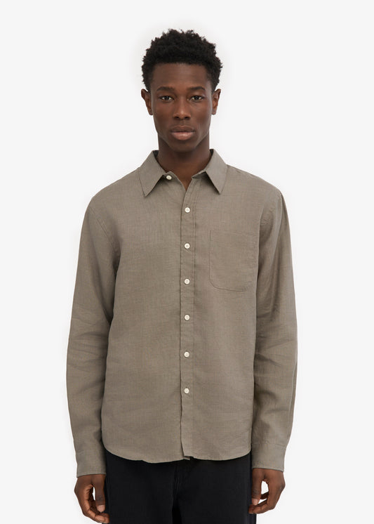 Chemise droite en lin bio | kaki "Organic linen shirt - dusty olive"