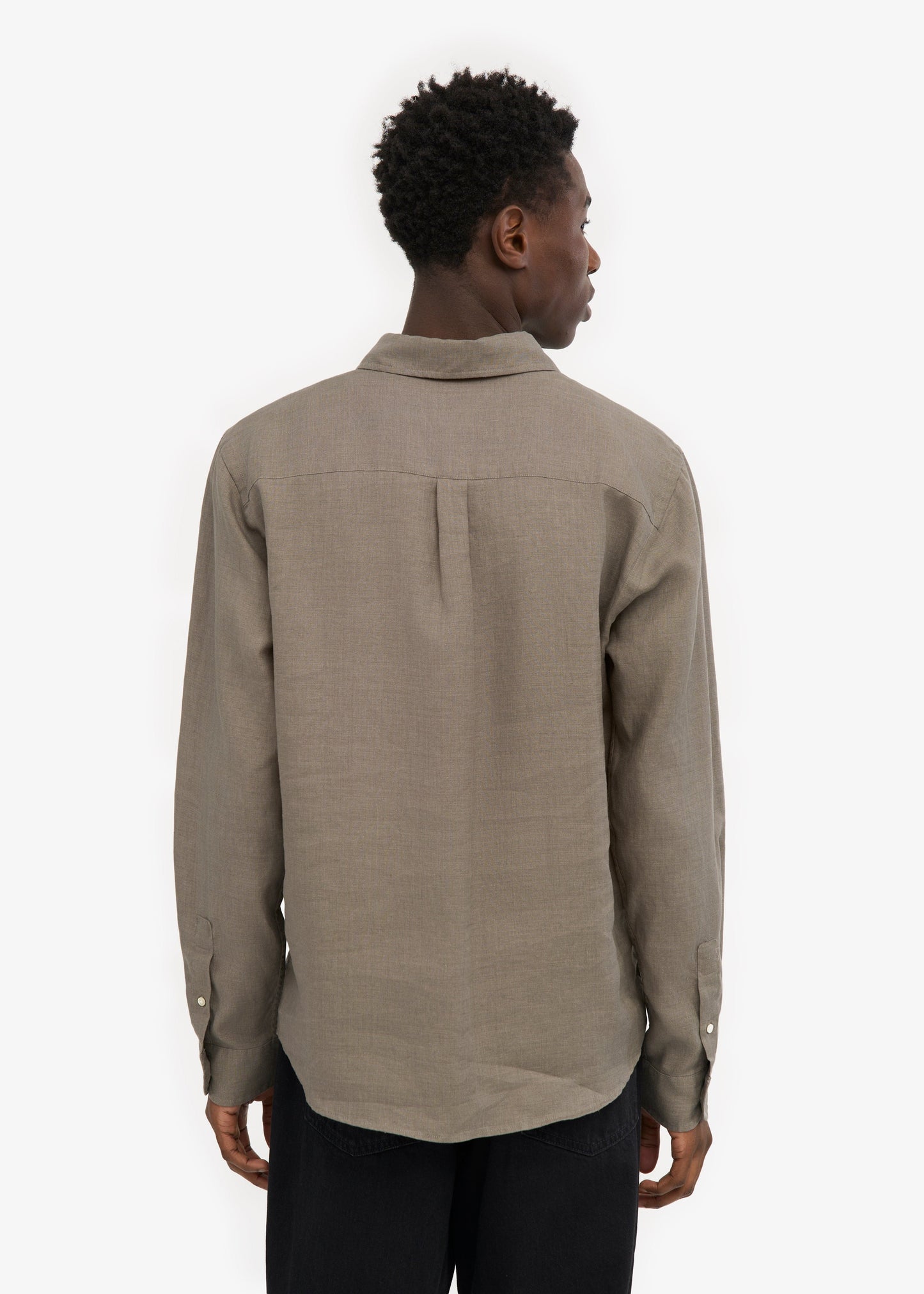 Chemise droite en lin bio | kaki "Organic linen shirt - dusty olive"