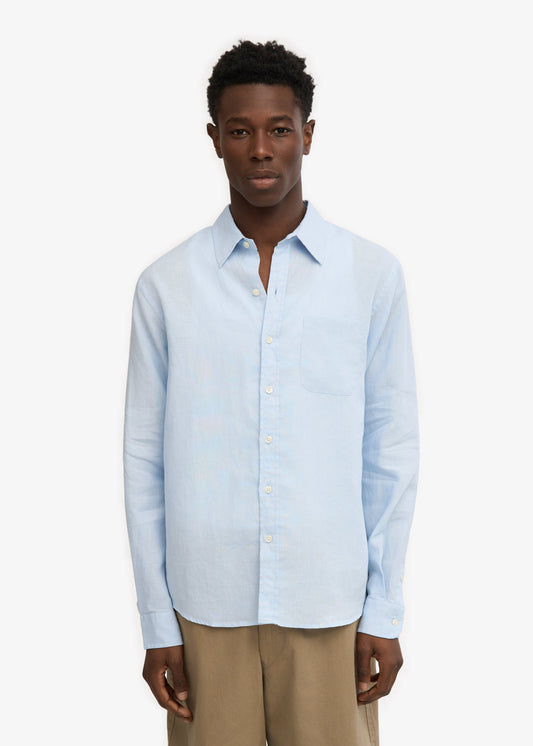 Chemise droite en lin bio | bleu ciel "Organic linen shirt - polar blue"