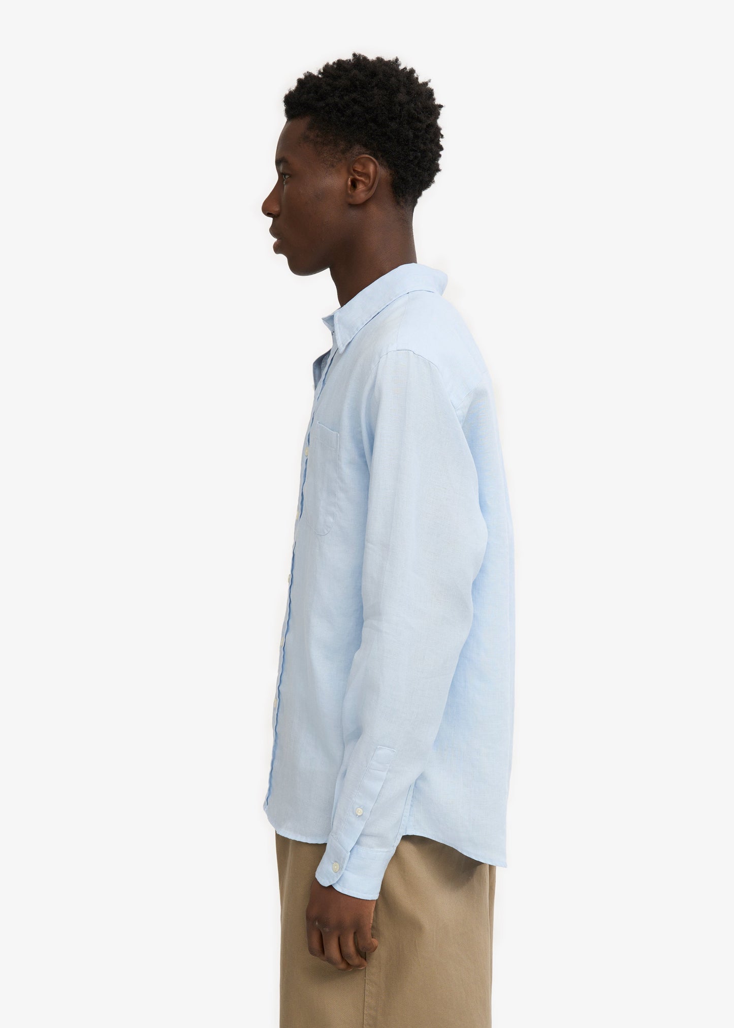 Chemise droite en lin bio | bleu ciel "Organic linen shirt - polar blue"