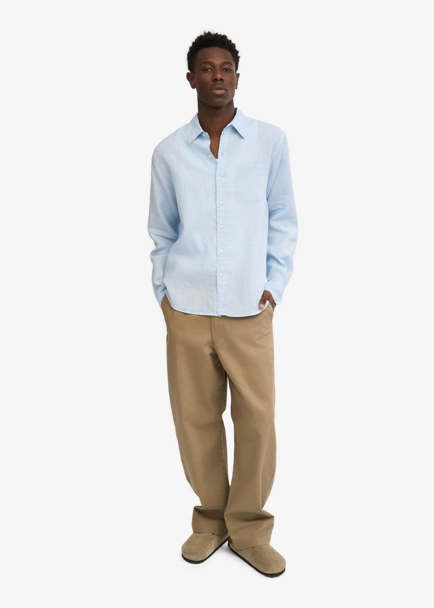 Chemise droite en lin bio | bleu ciel "Organic linen shirt - polar blue"