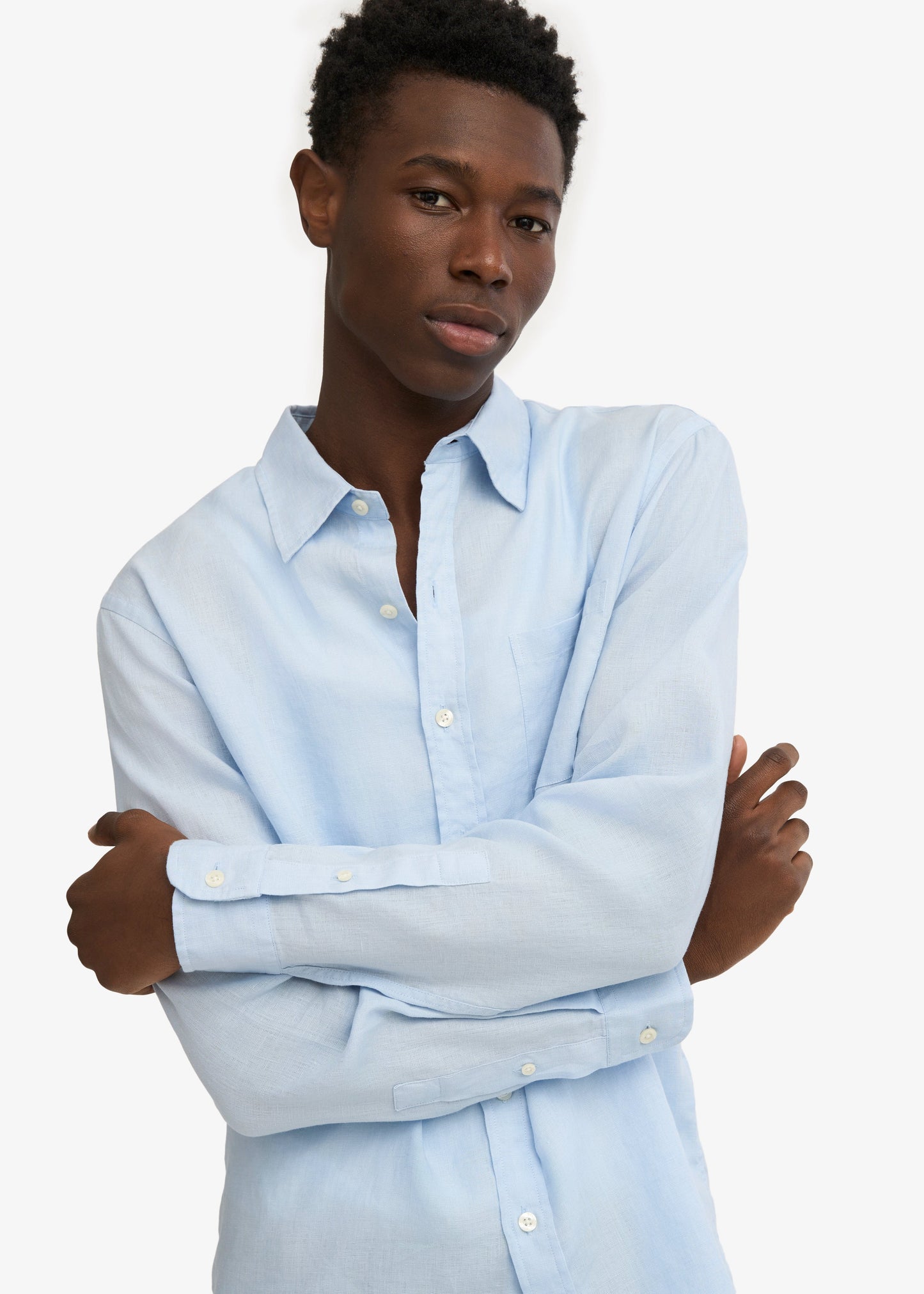 Chemise droite en lin bio | bleu ciel "Organic linen shirt - polar blue"