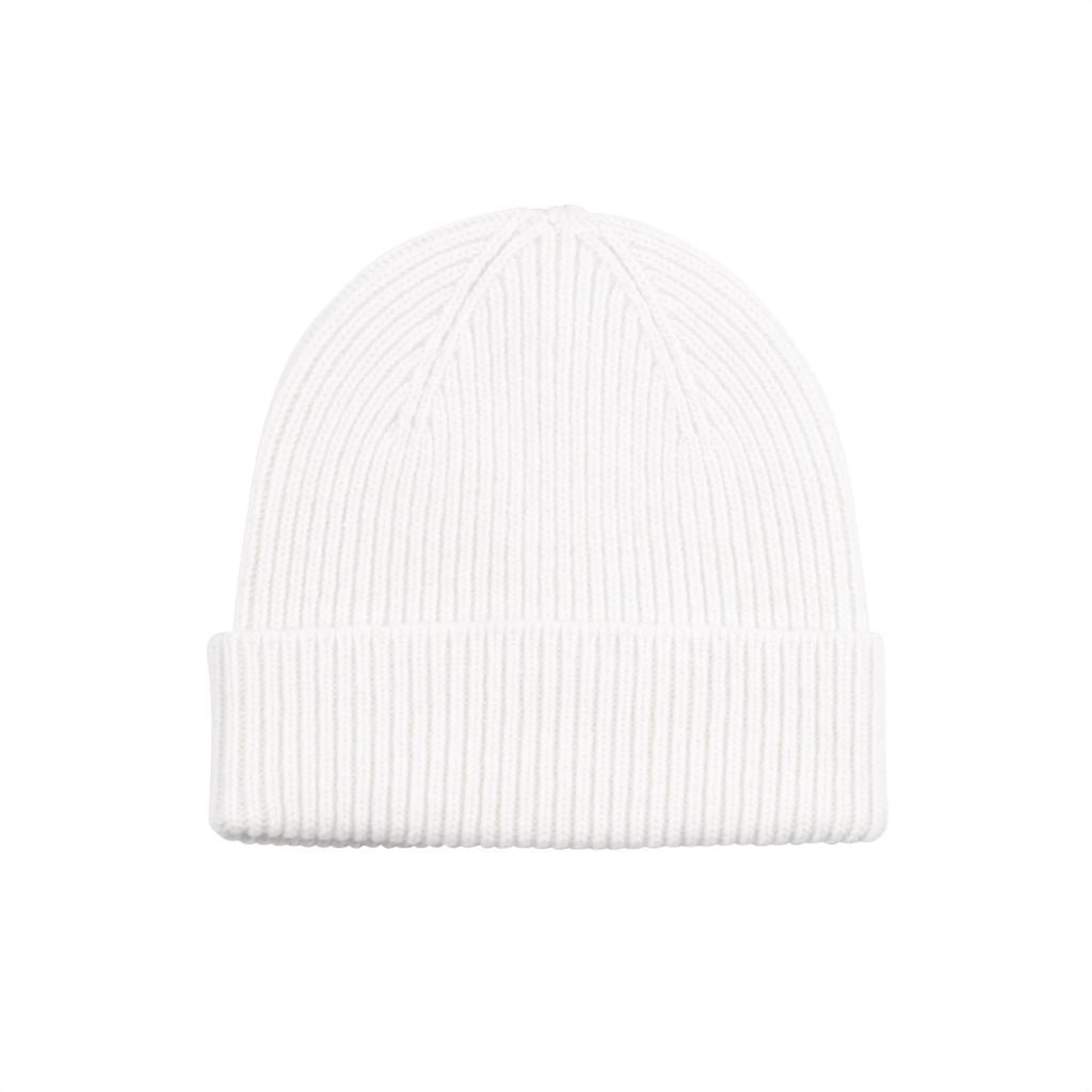 Bonnet blanc en laine mérinos recyclée - merino wool beanie optical white