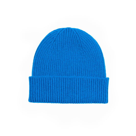 Bonnet bleu laine mérinos recyclée - merino wool beanie pacific blue