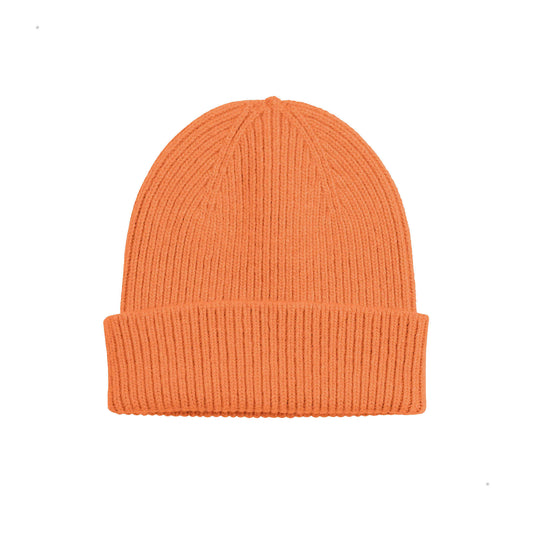 Bonnet orange en laine mérinos recyclée - merino wool beanie sandstone orange