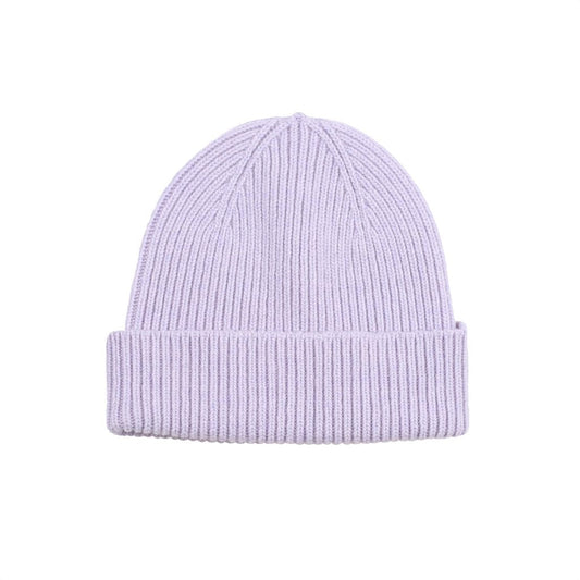 Bonnet lilas en laine mérinos recyclée - merino wool beanie soft lavender