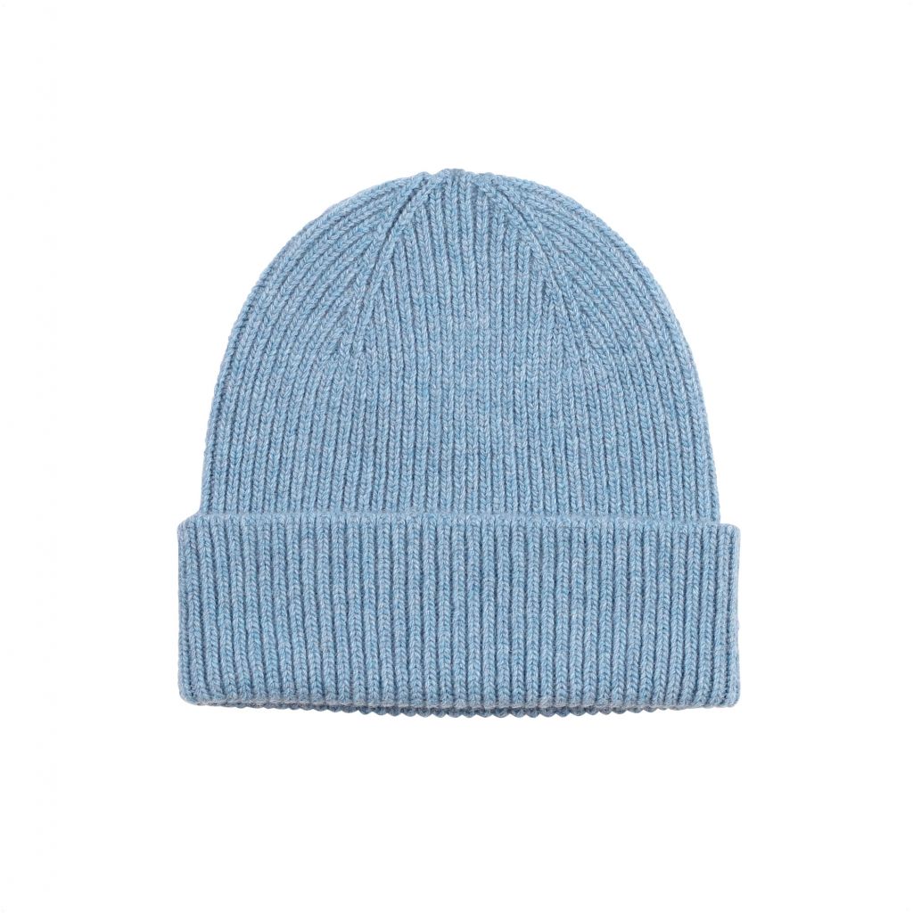 Bonnet bleu clair en laine mérinos recyclée - merino wool beanie stone blue