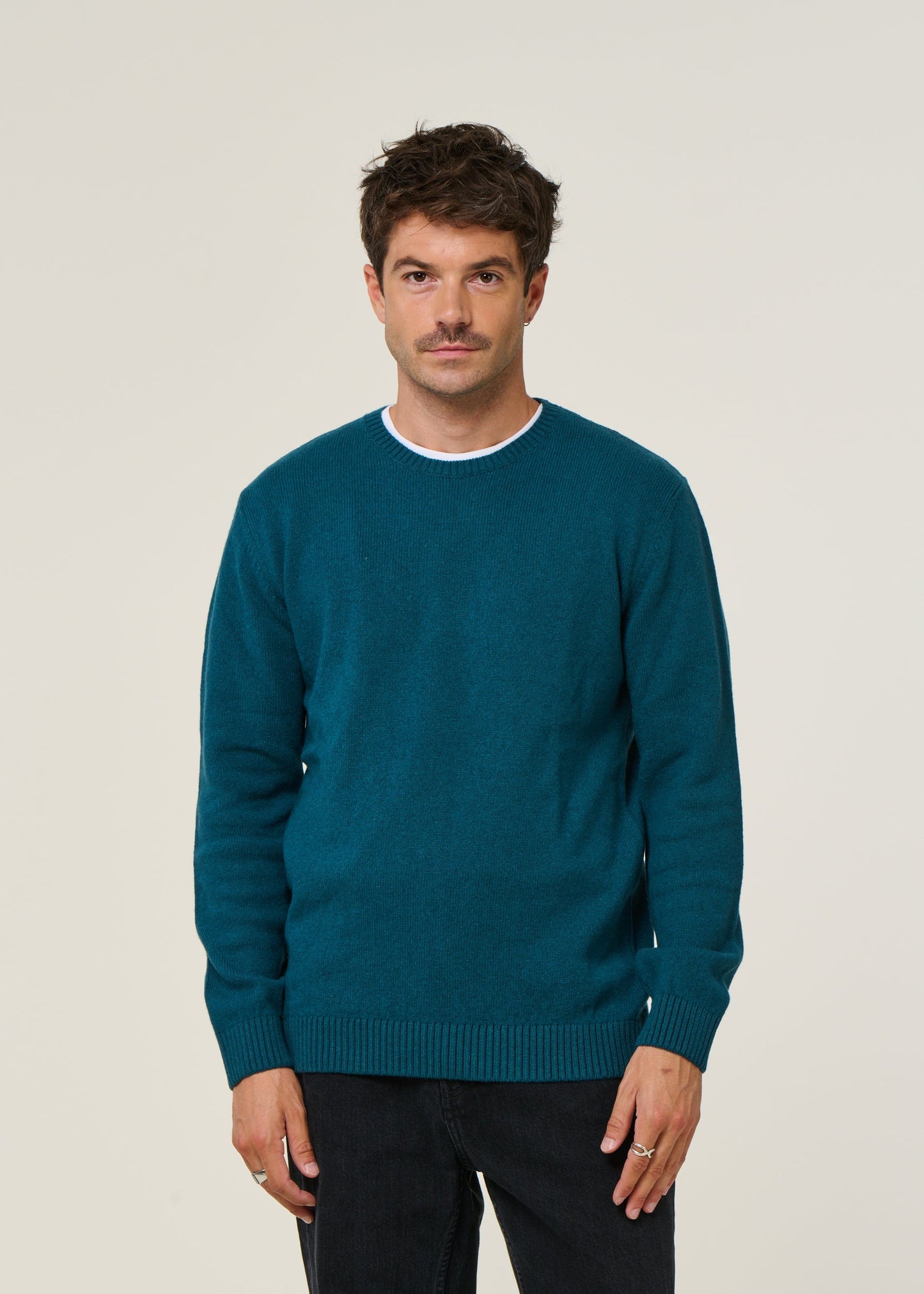 Pull en laine mérinos recyclée | bleu-vert "ocean green"