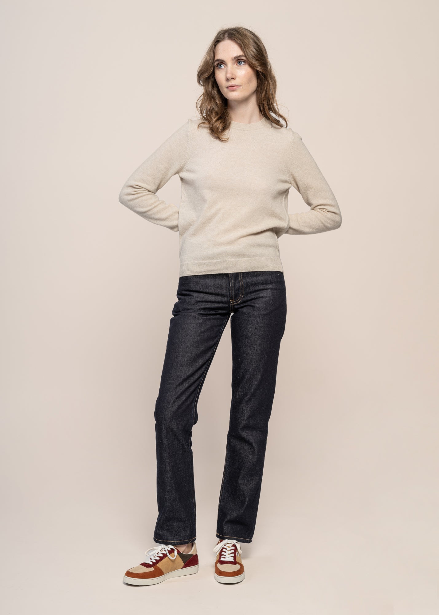 Pull en laine mérinos recyclée | écru "light merino wool crew - ivory white"