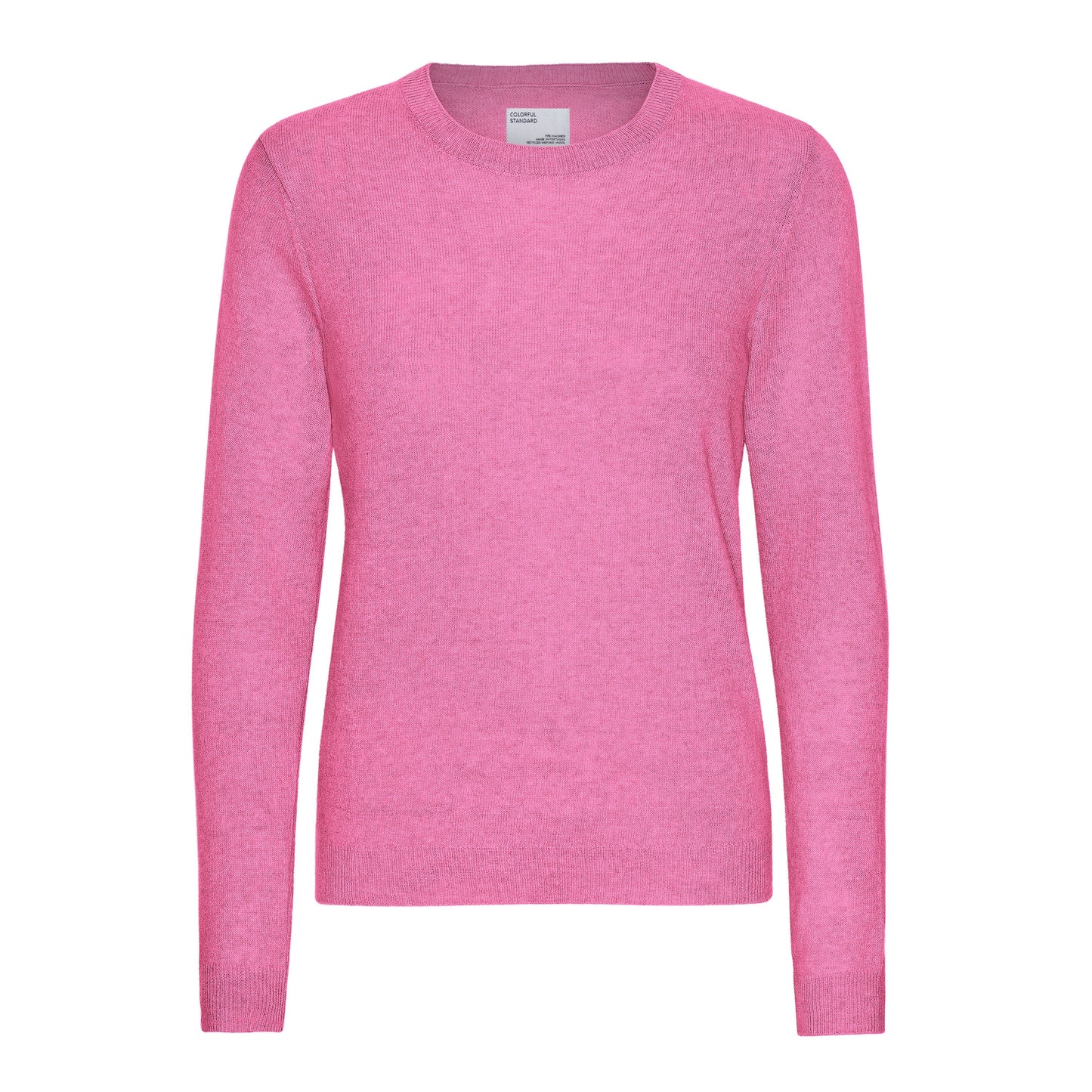Pull en laine mérinos recyclée | rose "women light merino wool crew -bubblegum pink"