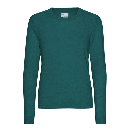 Pull en laine mérinos recyclée | turquoise "women light merino wool crew - ocean green"