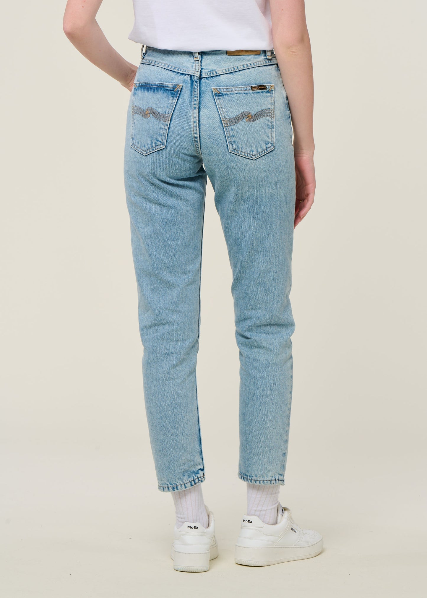 Jean mom en coton bio | bleu clair 'breezy britt summer salt'