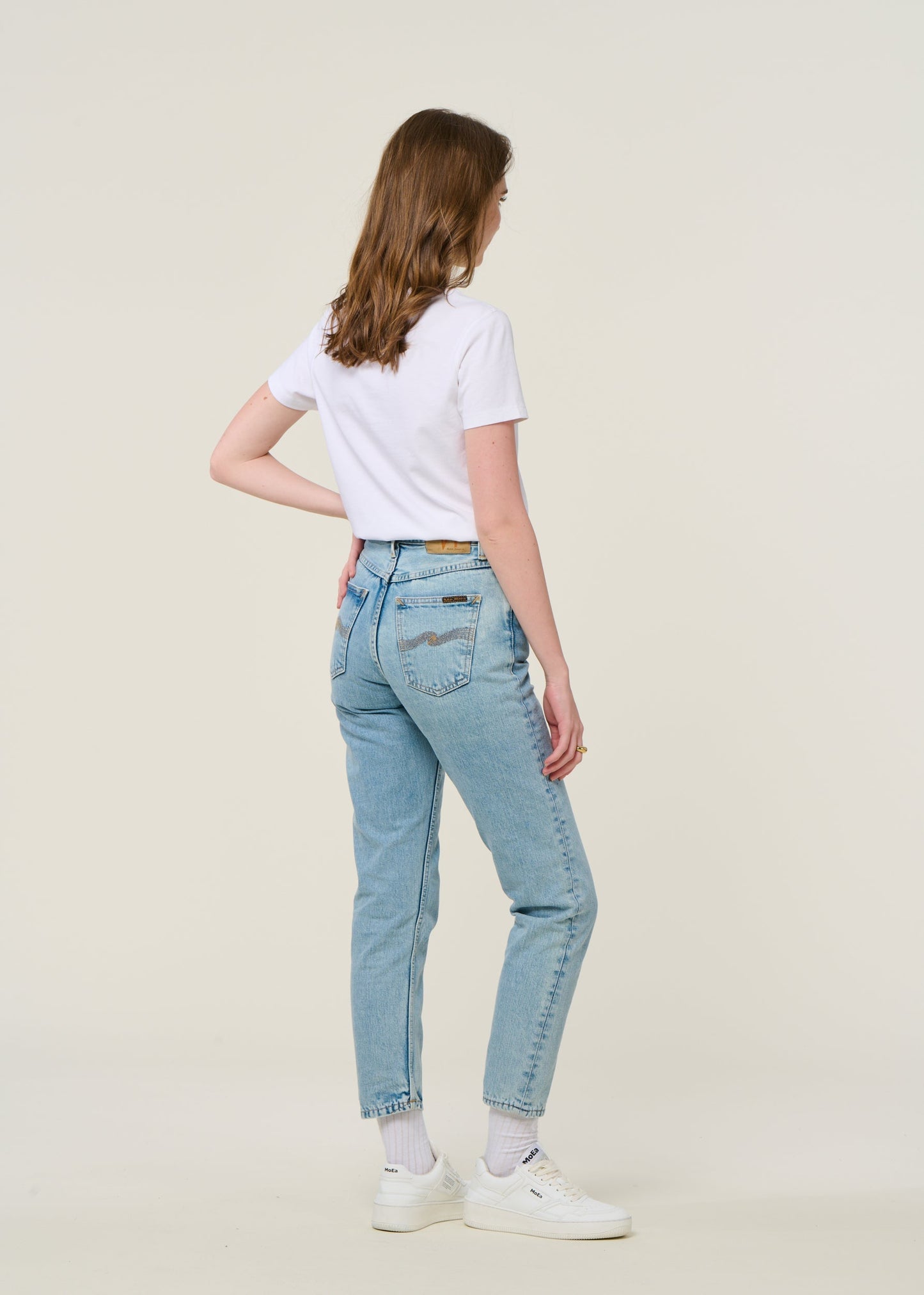 Jean mom en coton bio | bleu clair 'breezy britt summer salt'