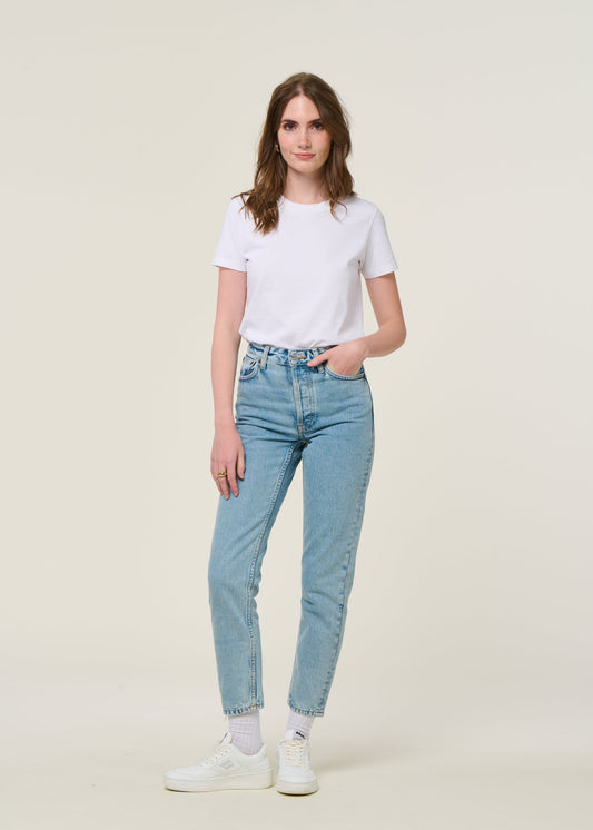 Jean mom en coton bio | bleu clair "breezy britt summer salt"