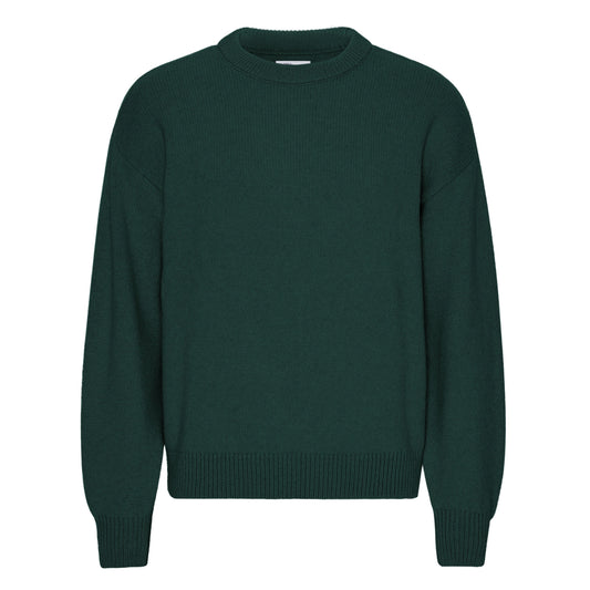 oversized merino wool crew - emerald green