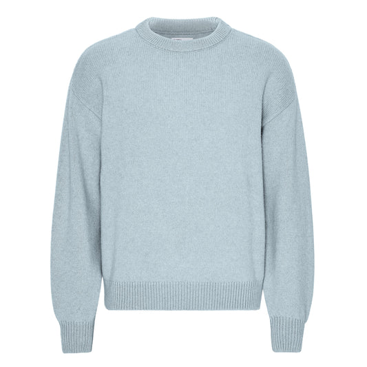 Pull ample en laine mérinos recyclée | bleu clair "oversized merino wool crew - polar blue"