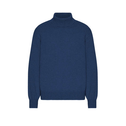 merino wool turtleneck - marine blue