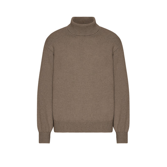 Pull col roulé en laine recyclée | marron "merino wool turtleneck - warm taupe"