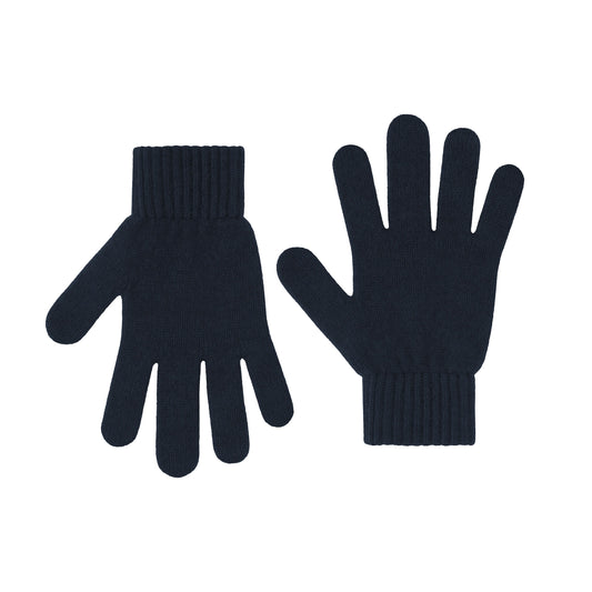 merino wool gloves - navy blue