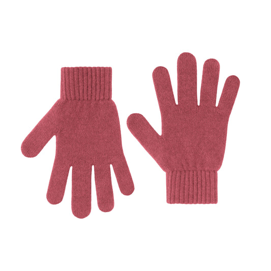 merino wool gloves - raspberry pink