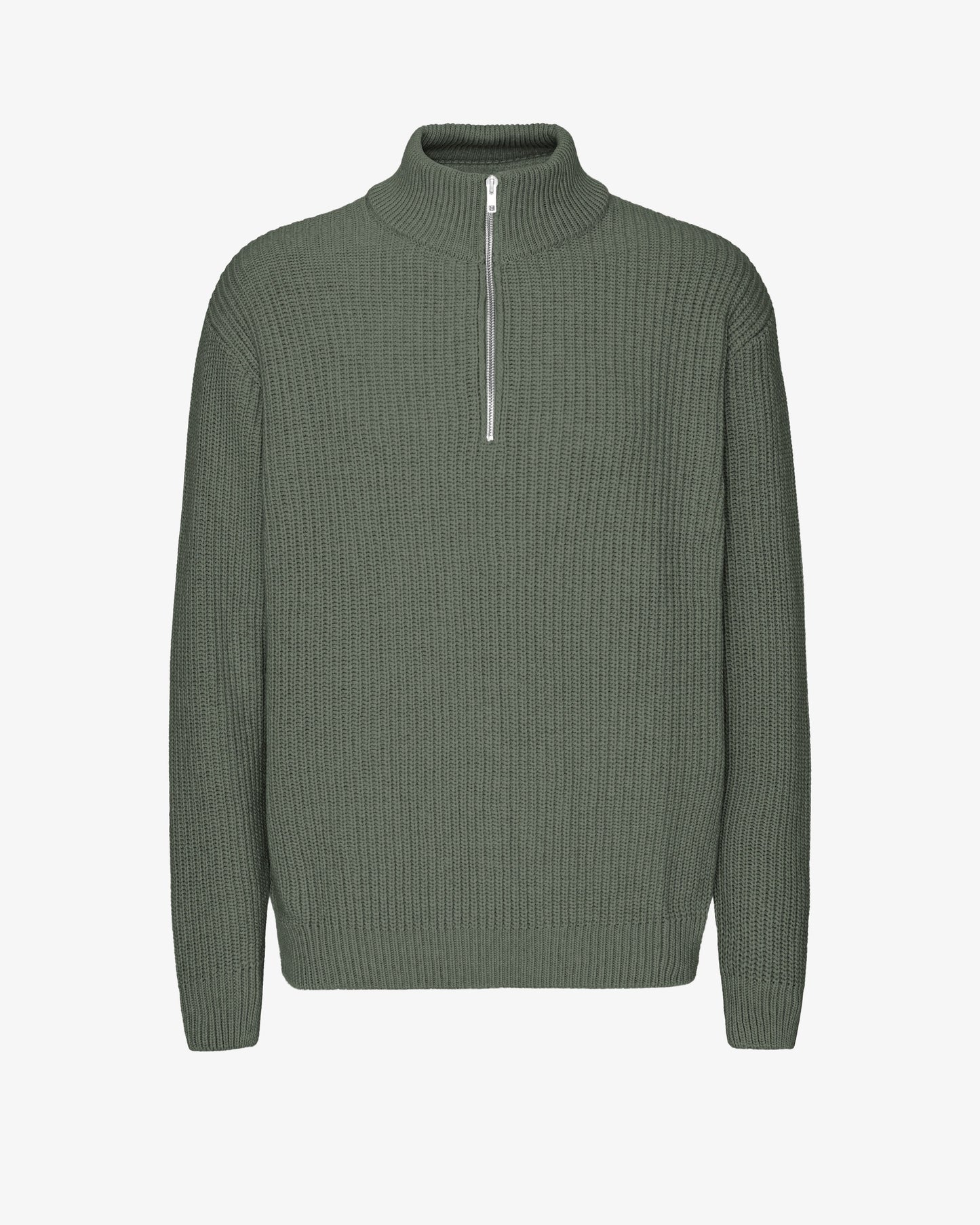Pull col zippé en laine mérinos recyclée | kaki "merino quarter zip - dusty olive"
