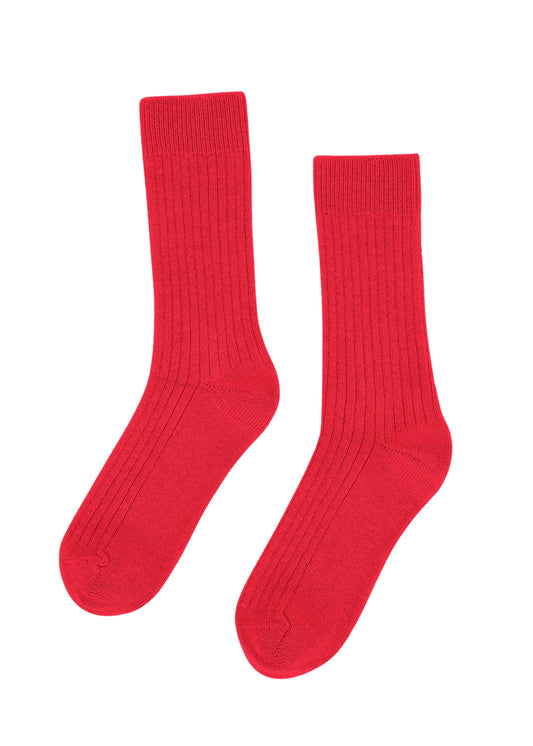 Chaussettes en laine mérinos recyclée | rouge "red tangerine"