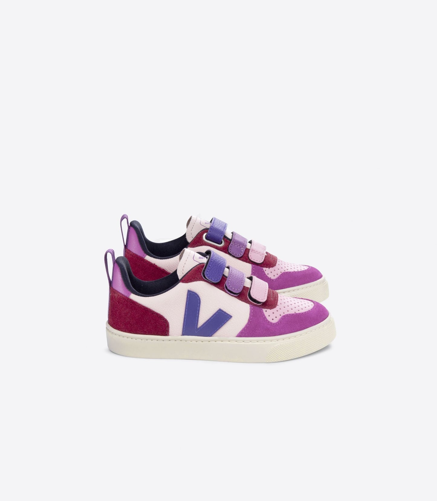 Baskets enfant en suède et cuir sans chrome | violet "v-10 chromefree leather multico petale"