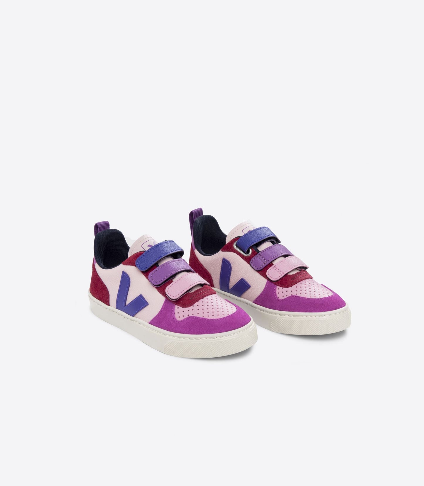 Baskets bébé en suède et cuir sans chrome | violet "v-10 chromefree leather multico petale"