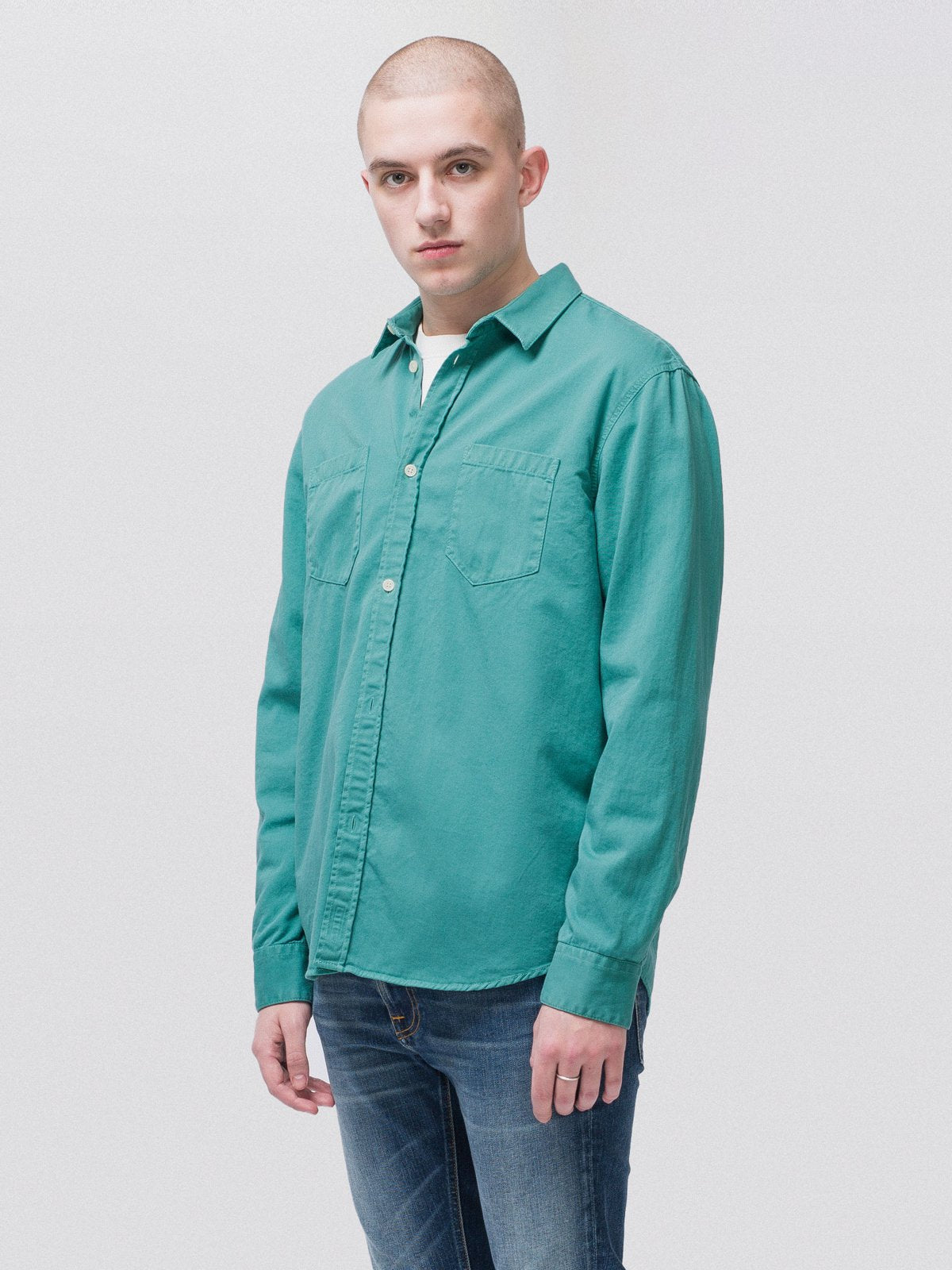 Chemise turquoise en coton bio - calle
