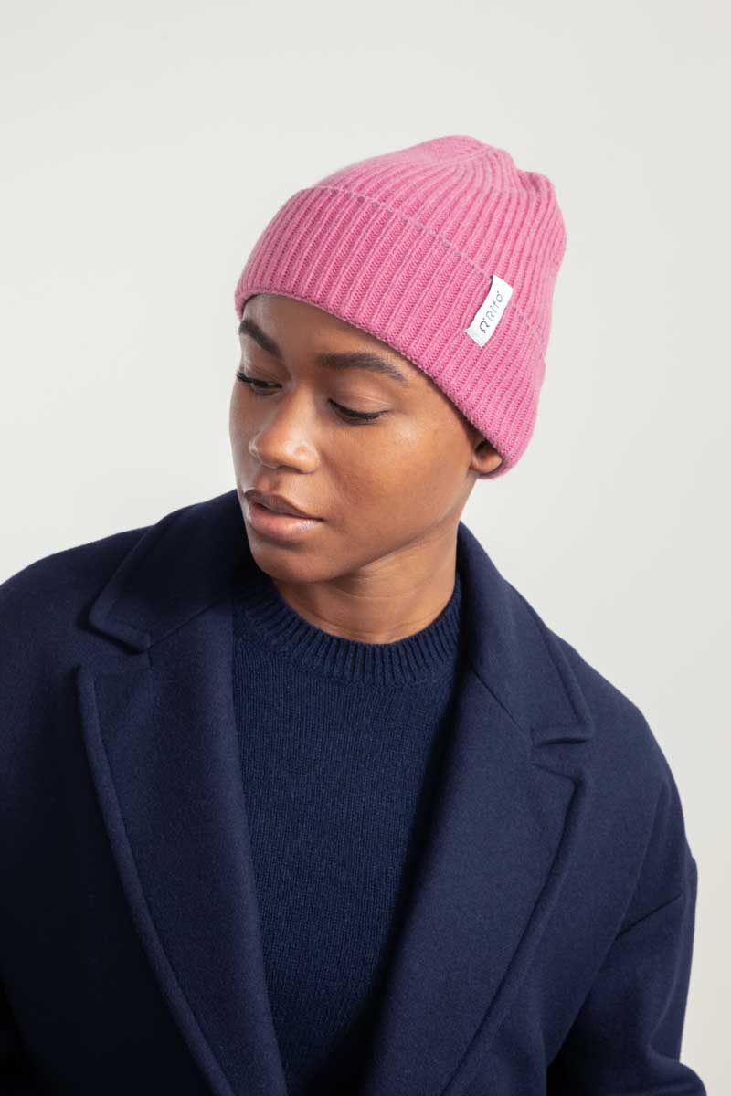 Bonnet en cachemire recyclé | rose "marcello rosa confetto"