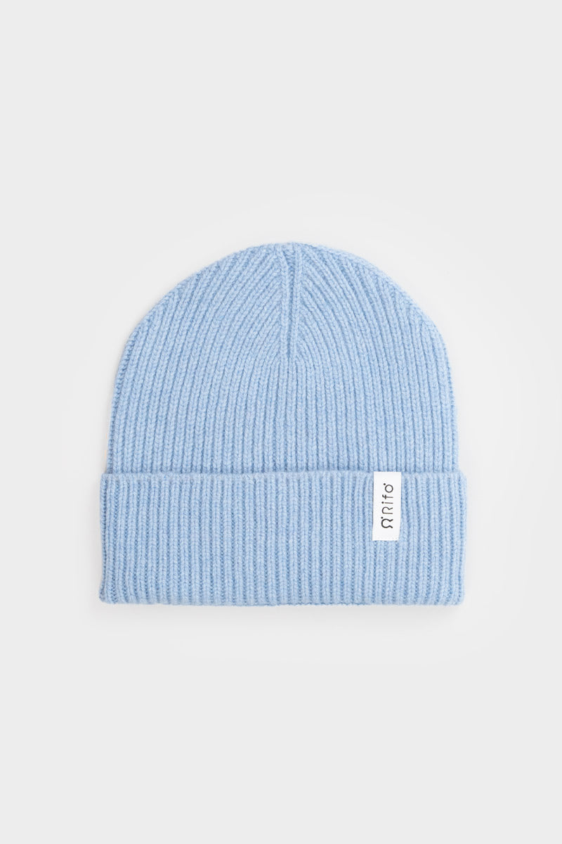 Bonnet en cachemire recyclé | bleu "marcello azzurro polvere"