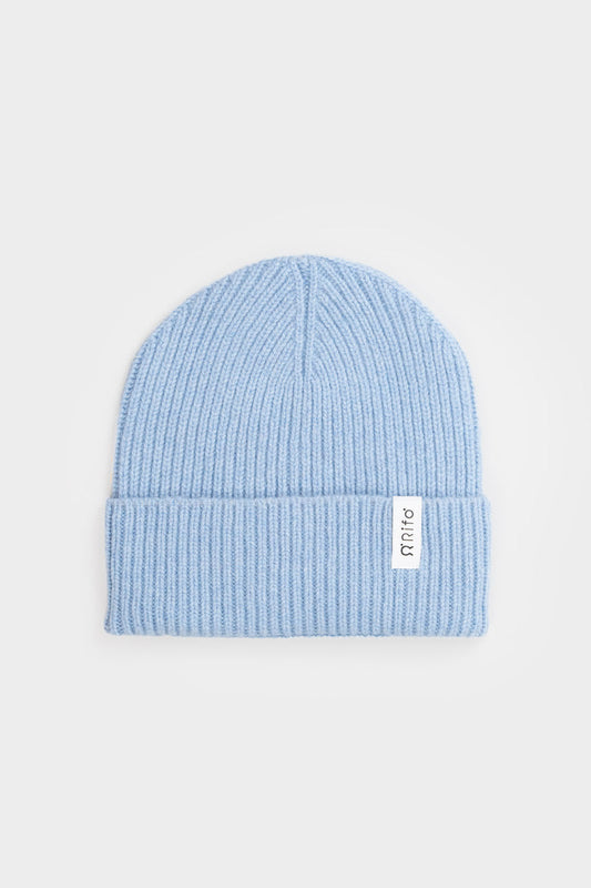 Bonnet en cachemire recyclé | bleu "marcello azzurro polvere"